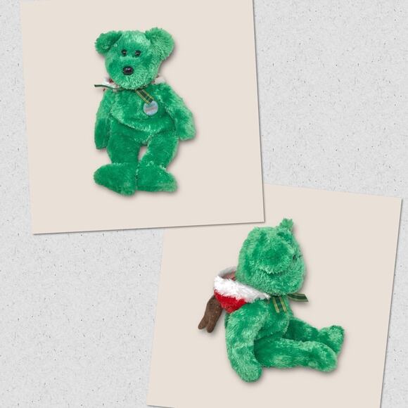 Ty 2 Set Beanie Baby KRINGLE Santa Bear & Holiday Teddy Bear Christmas Plush - Picture 8 of 10